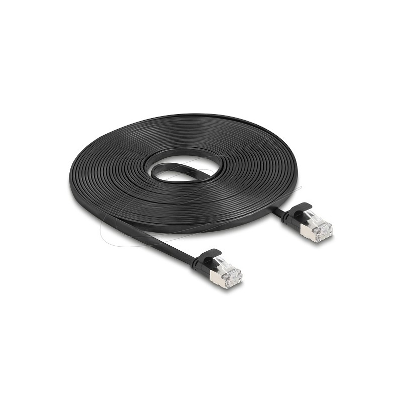 Delock - Patch kabel - RJ-45 (M) do RJ-45 (M) - 7.5 m - U/FTP - CAT 6a - provedení bez hrbolku, plochý - cerná