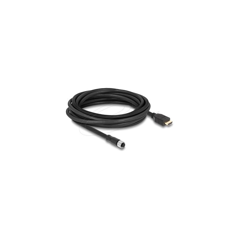 Delock - Kabel adaptéru - 17 pin M12 se zdírkami (female) do HDMI s piny (male) - 5 m - odstínený - cerná - 1080p podpora 60 Hz
