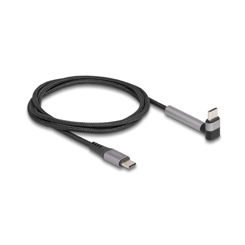 Delock - USB kabel - 24 pin USB-C (M) do 24 pin USB-C (M) zkosený, stojánek - USB 2.0 - 20 V - 3 A - 1.5 m - USB Power Delivery