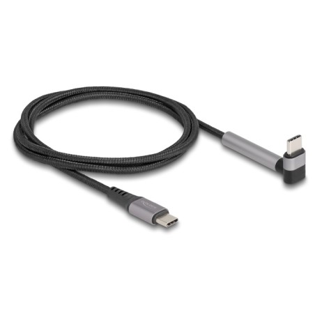 Delock - USB kabel - 24 pin USB-C (M) do 24 pin USB-C (M) zkosený, stojánek - USB 2.0 - 20 V - 3 A - 1.5 m - USB Power Delivery