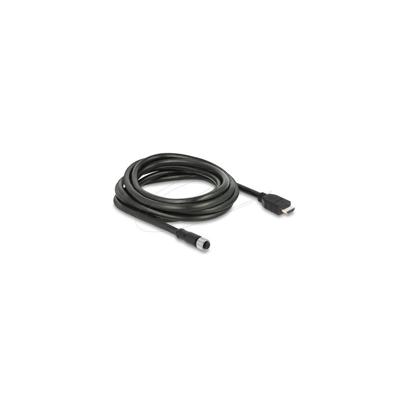 Delock - Kabel adaptéru - 17 pin M12 se zdírkami (female) do HDMI s piny (male) - 3 m - odstínený - cerná - 1080p podpora 60 Hz