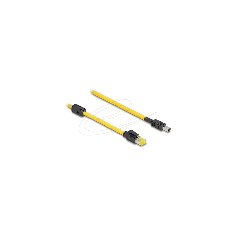 Delock - Sítový kabel - 8pinový mini I/O typ 2 d-shape do RJ-45 (M) - 3 m - 6.5 mm - CAT 6 - žlutá