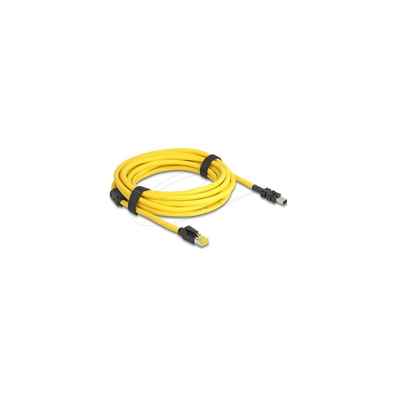 Delock - Sítový kabel - RJ-45 (M) do 8pinový mini I/O typ 2 (M) d-shape - 5 m - 6.5 mm - odstínený - CAT 6 - žlutá