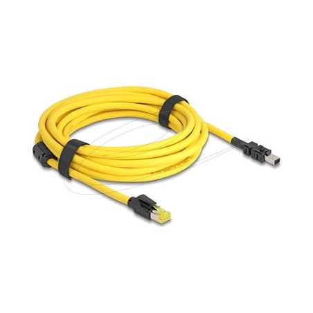 Delock - Sítový kabel - RJ-45 (M) do 8pinový mini I/O typ 2 (M) d-shape - 5 m - 6.5 mm - odstínený - CAT 6 - žlutá