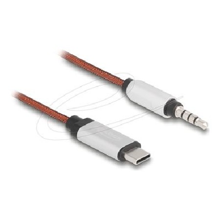 Delock - Audio kabel - USB-C s piny (male) do mini-phone stereo 3.5 mm s piny (male) - 1.2 m - stríbrná, oranžová