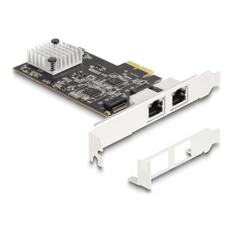 Delock - Sítový adaptér - PCIe 3.0 x2 nízký profil - 10M/100M/1G/2.5G/5 Gigabit Ethernet x 2