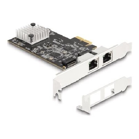 Delock - Sítový adaptér - PCIe 3.0 x2 nízký profil - 10M/100M/1G/2.5G/5 Gigabit Ethernet x 2