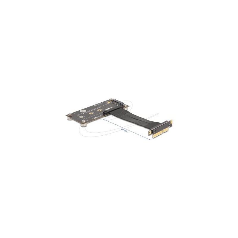 Delock - Adaptér rozhraní - 90° úhel, s kabelem 10 cm - M.2 - M.2 Card - PCIe 3.0 x4 - cerná