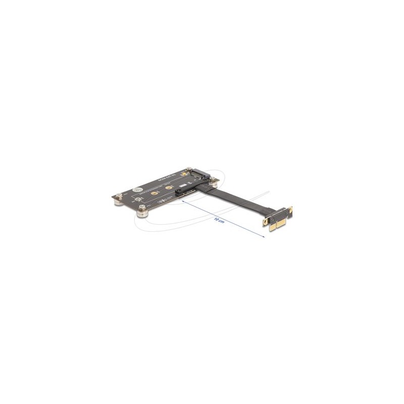 Delock - Adaptér rozhraní - 90° úhel, s kabelem 10 cm - M.2 - M.2 Card - PCIe 3.0 - cerná