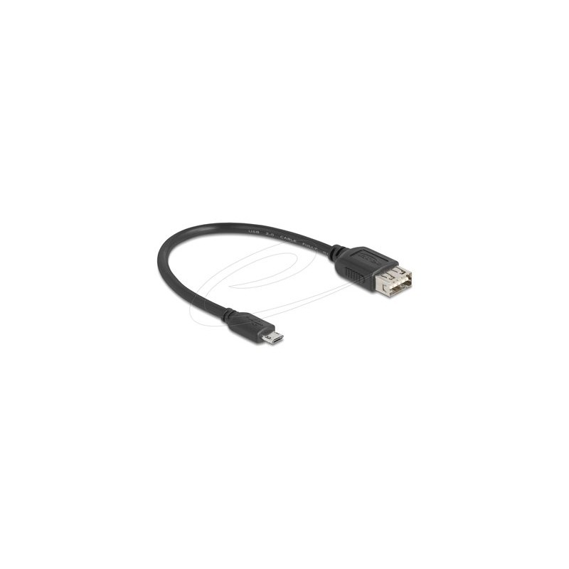 Delock - Kabel USB - Micro USB typ B (M) reverzní do USB (F) reverzní - USB 2.0 - 20 cm - snadný USB - cerná