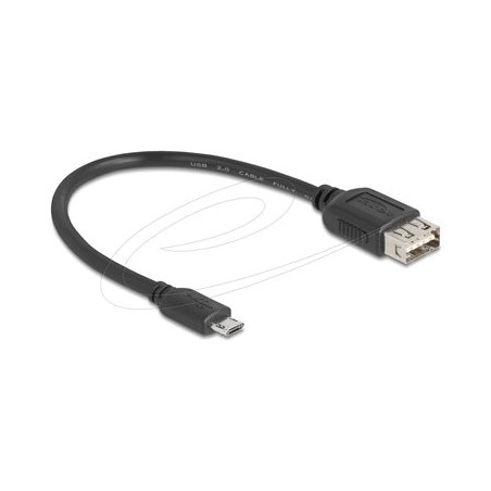 Delock - Kabel USB - Micro USB typ B (M) reverzní do USB (F) reverzní - USB 2.0 - 20 cm - snadný USB - cerná