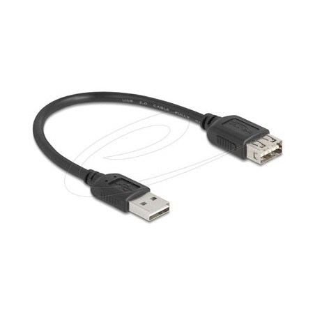 Delock - Prodlužovací šnura USB - USB (M) reverzní do USB (F) reverzní - USB 2.0 - 20 cm - snadný USB - cerná