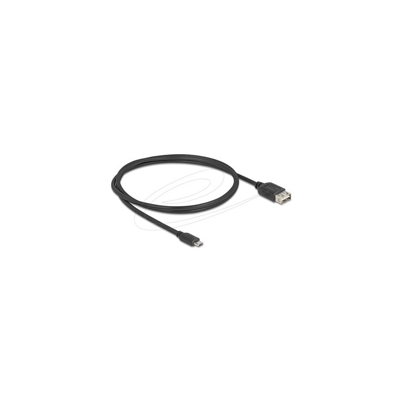 Delock - Kabel USB - Micro USB typ B (M) reverzní do USB (F) reverzní - USB 2.0 - 1 m - snadný USB - cerná