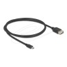 Delock - Kabel USB - Micro USB typ B (M) reverzní do USB (F) reverzní - USB 2.0 - 1 m - snadný USB - cerná