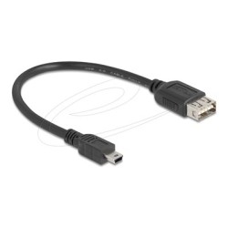 Delock - Kabel USB - mini-USB typ B (M) do USB (F) reverzní - USB 2.0 - 20 cm - snadný USB - cerná