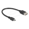 Delock - Kabel USB - mini-USB typ B (M) do USB (F) reverzní - USB 2.0 - 20 cm - snadný USB - cerná