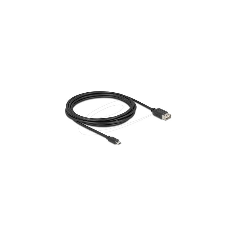 Delock - Kabel USB - Micro USB typ B (M) reverzní do USB (F) reverzní - USB 2.0 - 3 m - snadný USB - cerná