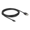 Delock - Kabel USB - Micro USB typ B (M) reverzní do USB (F) reverzní - USB 2.0 - 3 m - snadný USB - cerná
