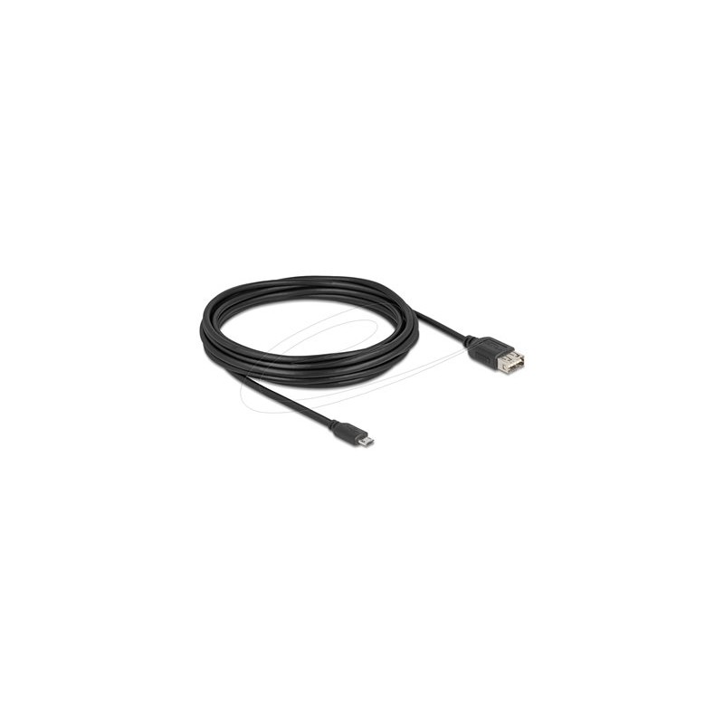 Delock - Kabel USB - Micro USB typ B (M) reverzní do USB (F) reverzní - USB 2.0 - 5 m - snadný USB - cerná