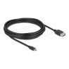 Delock - Kabel USB - Micro USB typ B (M) reverzní do USB (F) reverzní - USB 2.0 - 5 m - snadný USB - cerná