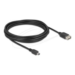 Delock - Kabel USB - mini-USB typ B (M) do USB (F) reverzní - USB 2.0 - 5 m - snadný USB - cerná
