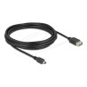 Delock - Kabel USB - mini-USB typ B (M) do USB (F) reverzní - USB 2.0 - 5 m - snadný USB - cerná