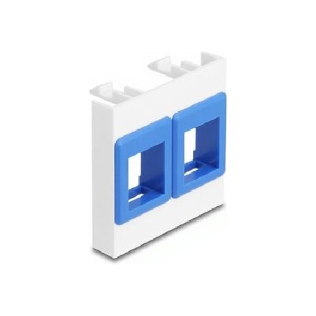Delock - Easy 45 - modul na zacvaknutí (prázdný) - se dvema držáky keystone 45 x 45 mm - 2 moduly - bílá, modrá