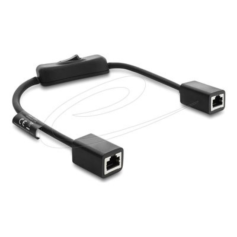 Delock - Sítový kabel - RJ-45 (F) do RJ-45 (F) - 30 cm - 6 mm - stínená kroucená dvoulinka (F/UTP) - CAT 6 - on/off switch
