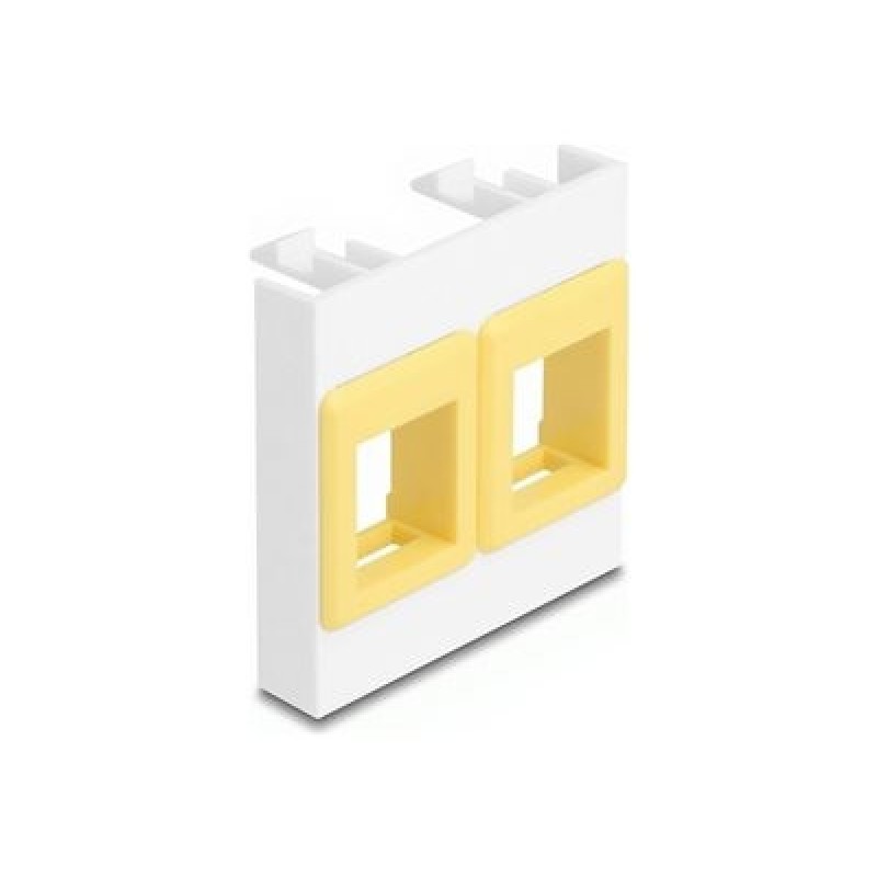 Delock - Easy 45 - zacvakávací modul - se dvema držáky keystone 45 x 45 mm - bílá/žlutá