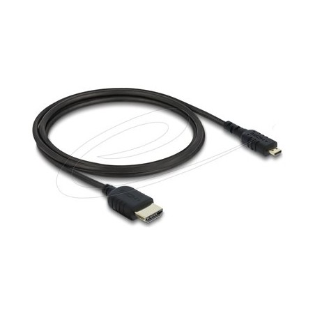 Delock - High Speed - HDMI kabel - HDMI s piny (male) do 19 pin micro HDMI Type D s piny (male) - 1 m - trikrát stínený koaxiál