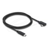 Delock - USB kabel - USB-C (M) rovné do USB-C (M) levý/pravý úhel - USB 3.2 / Thunderbolt 3 - 48 V - 5 A - 1 m - rychlost
