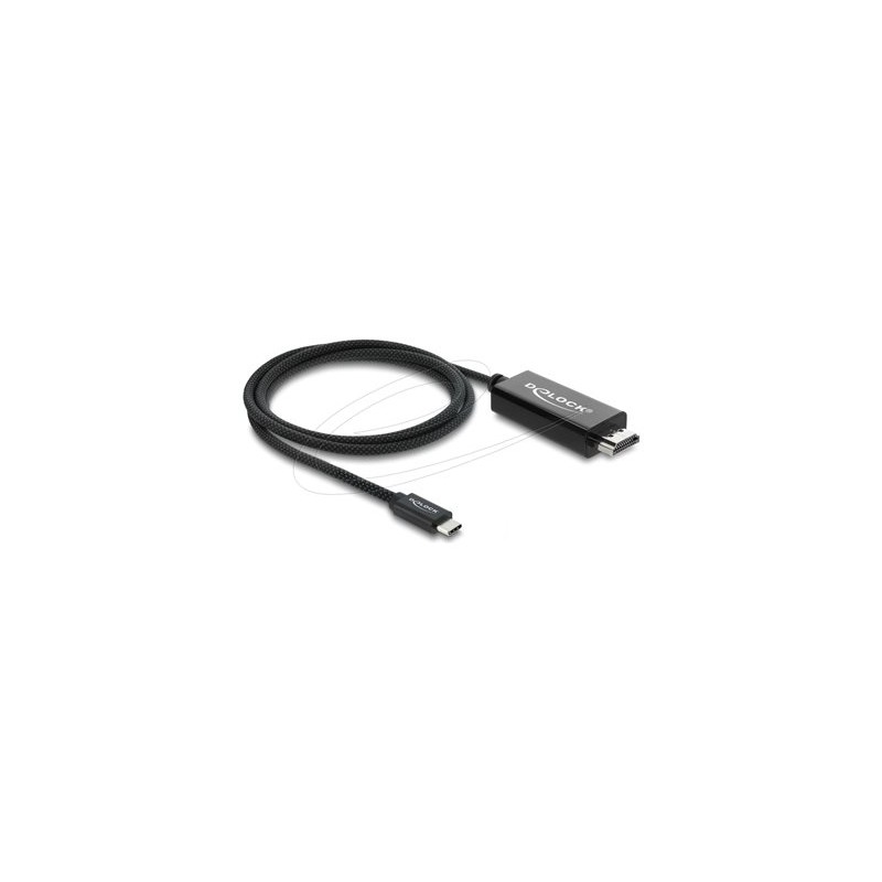 Delock - Video adaptér - USB-C s piny (male) do HDMI s piny (male) - 1 m - trikrát stínený koaxiál - cerná - podpora 4K60 Hz