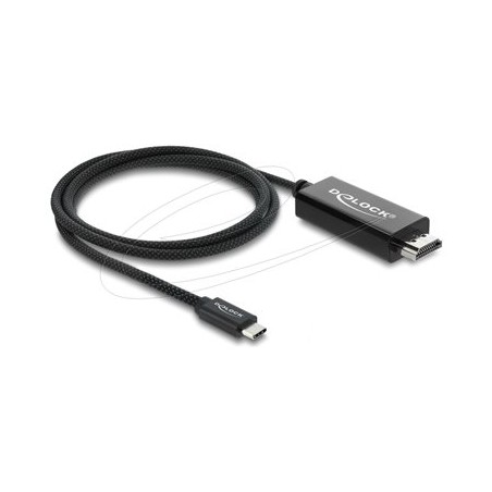 Delock - Video adaptér - USB-C s piny (male) do HDMI s piny (male) - 1 m - trikrát stínený koaxiál - cerná - podpora 4K60 Hz