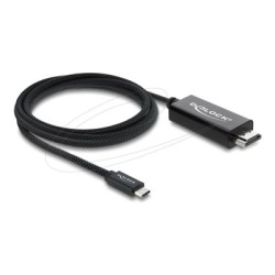 Delock - Kabel adaptéru - USB-C s piny (male) do HDMI s piny (male) - 2 m - trikrát stínený koaxiál - cerná - podpora 4K240Hz