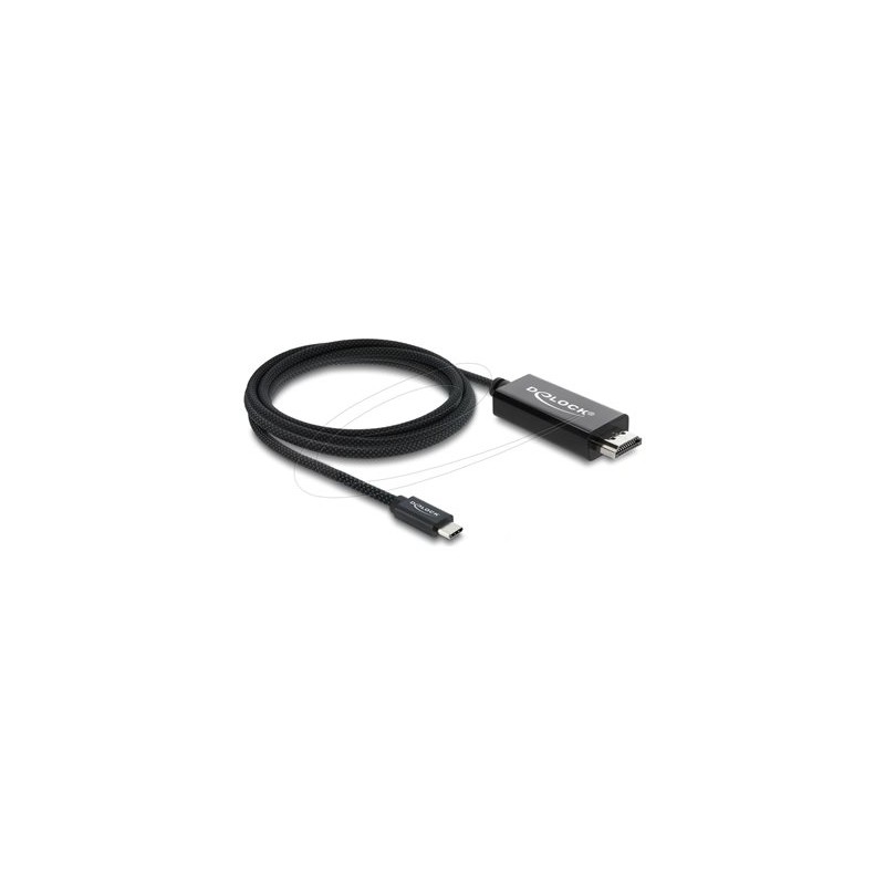 Delock - Kabel adaptéru - USB-C s piny (male) do HDMI s piny (male) - 2 m - trikrát stínený koaxiál - cerná - podpora 4K240Hz