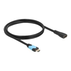 Delock - Vysoká rychlost - prodlužovací kabel HDMI s ethernetem - HDMI se zdírkami (female) do HDMI s piny (male) - 1 m