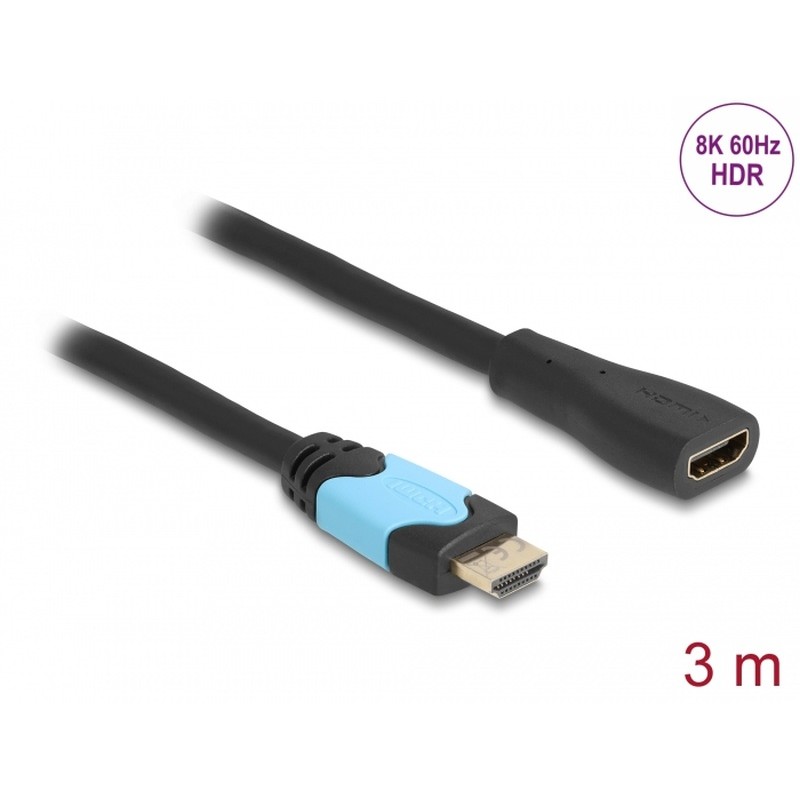 Delock - Vysoká rychlost - prodlužovací kabel HDMI - HDMI se zdírkami (female) do HDMI s piny (male) - 3 m - trojnásobne