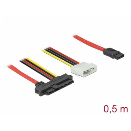 Delock - Kabel SATA/SAS - SAS 12Gbit/s - 4 pinové interní napájení, SAS 29 pinů (SFF-8482) do SATA (F) - 50 cm
