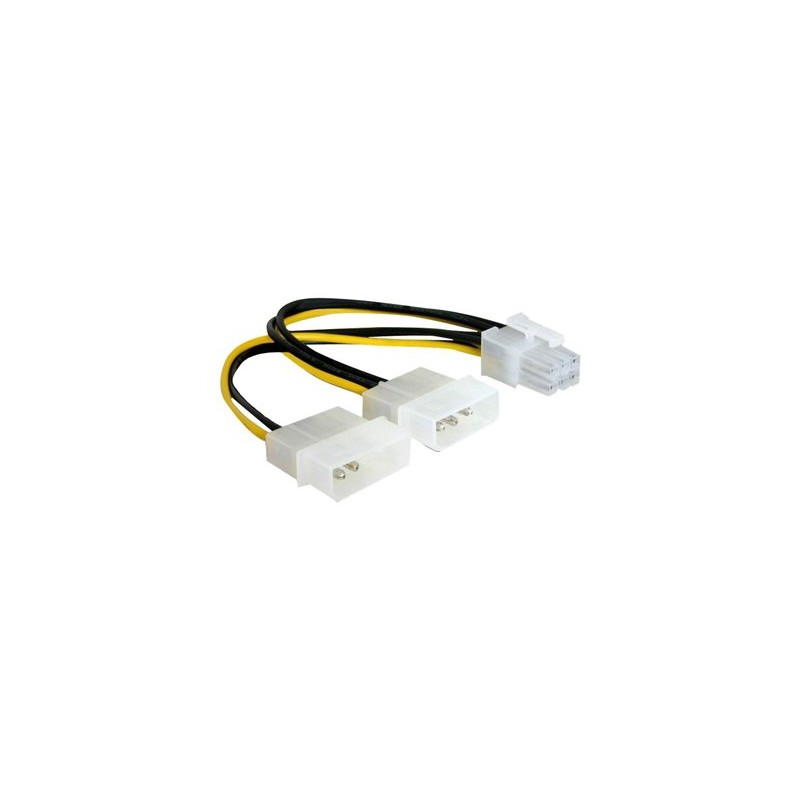 Delock - Elektrický kabel - 6 pin PCIe power (F) do 4 pinové interní napájení (M) - 15 cm