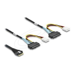 Delock - Interní kabel SAS - 8i Slim SAS (SFF-8654) (M) do U.2 (SFF-8639) (zásuvka), 4-pin (molex) (M) - 50 cm - up to 16 Gbps
