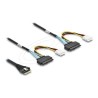 Delock - Interní kabel SAS - 8i Slim SAS (SFF-8654) (M) do U.2 (SFF-8639) (zásuvka), 4-pin (molex) (M) - 50 cm - up to 16 Gbps