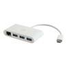 C2G USB C Ethernet and 3 Port USB Hub White - Hub - 3 Ports - Síťový adaptér - USB-C - Gigabit Ethernet x 1 + USB 3.0 x 3 - bílá