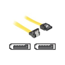 Delock - Kabel SATA - Serial ATA 150/300 - SATA (F) do SATA (F) - 30 cm - dolů zahnutý konektor, opatřený západkou, přímý