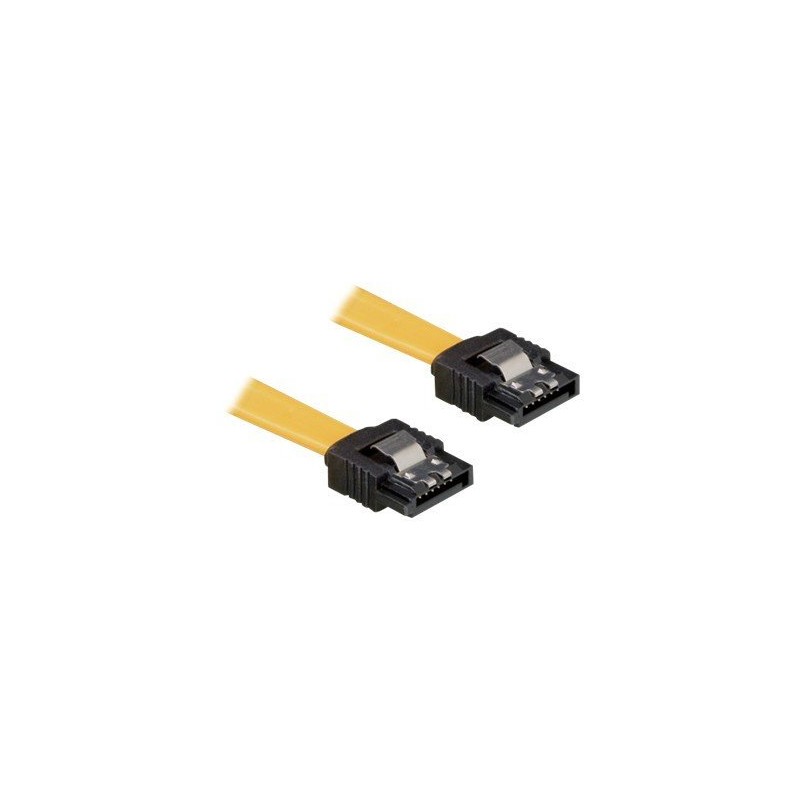 Delock Cable SATA - Kabel SATA - Serial ATA 150/300 - SATA (F) do SATA (F) - 30 cm - opatřený západkou, přímý konektor - žlutá