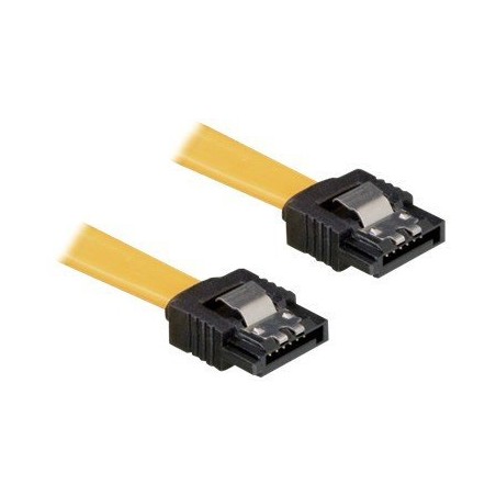 Delock Cable SATA - Kabel SATA - Serial ATA 150/300 - SATA (F) do SATA (F) - 70 cm - opatřený západkou, přímý konektor - žlutá