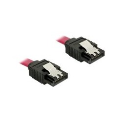 Delock - Kabel SATA - Serial ATA 150/300/600 - SATA (M) do SATA (M) - 50 cm - palcové svorky - červená - pro P/N: 89270, 89271