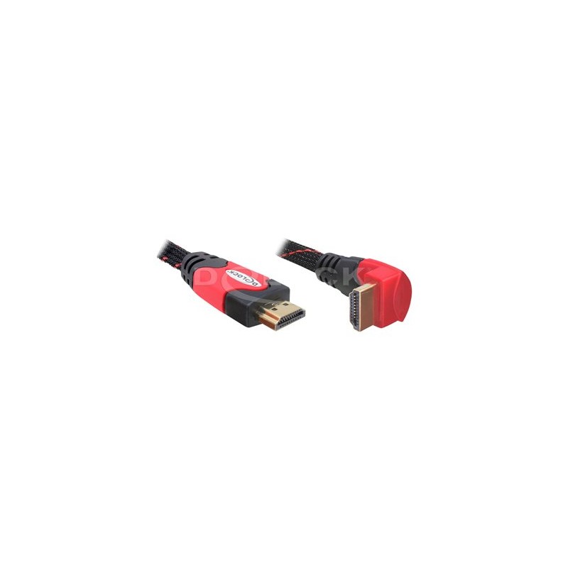 Delock High Speed HDMI with Ethernet - Kabel HDMI s ethernetem - HDMI s piny (male) do HDMI s piny (male) - 1 m - úhlový