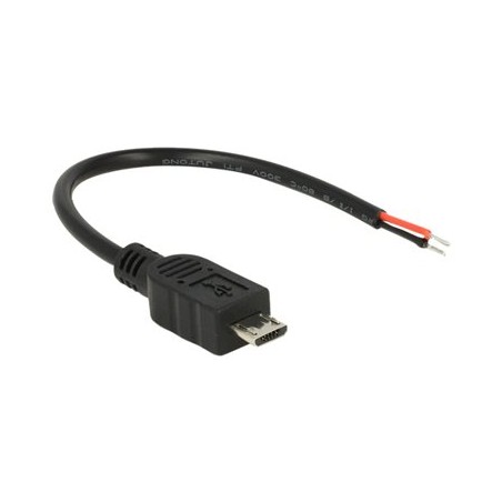 Delock - Elektrický kabel - obnažený drát do Micro-USB typ B (pouze napájení) (M) - 10 cm - černá