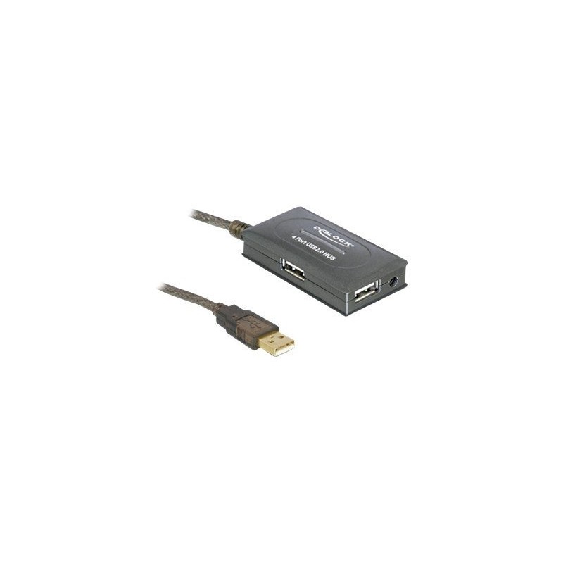 Delock USB 2.0 Extension Cable 10 m active with 4 port Hub - Rozbočovač - 4 x USB 2.0