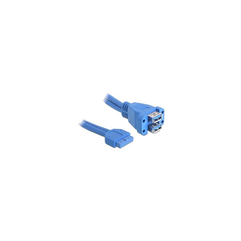 Delock USB 3.0 Pin Header - Kabel z USB iinterní na externí - 19 pin USB 3.0 header (F) do USB typ A (F) - 45 cm - modrá 82942